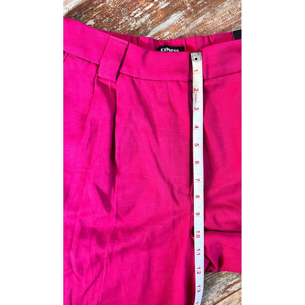 Express Wide Leg High Rise Trouser Pants Linen Blend Pink 4R NWT Barbiecore - Picture 8 of 12
